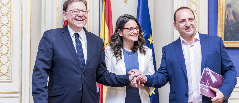 Puig, Oltra y Martínez Dalmau en la primera reunión tras las elecciones. Foto: EVA MÁÑEZ
