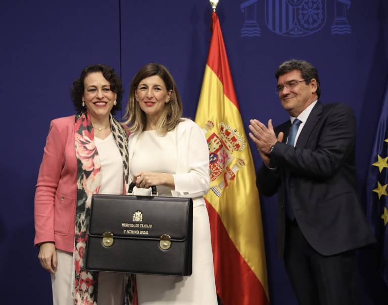Yolanda Gómez, ministra de Trabajo, en su toma de posesión