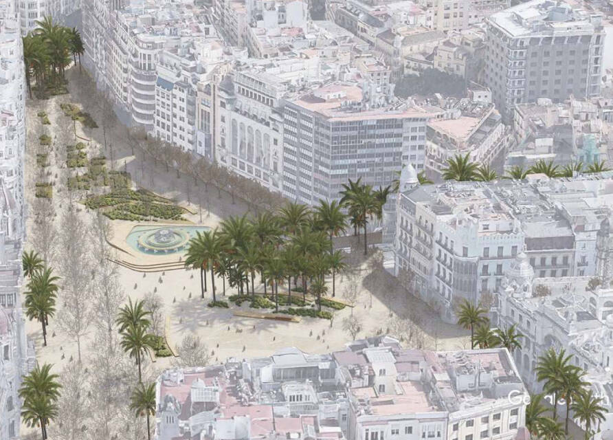 Simulación de la Plaza del Ayuntamiento en invierno