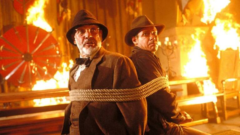 Impagable escena de 'La última cruzada' con Sean Connery y Harrison Ford. Foto: PARAMOUNT