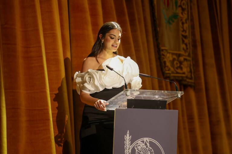 La 'influencer' Marta Lozano, en el acto de exaltación. Foto: JCF