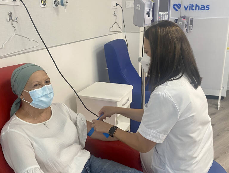 Enfermera de oncología en el hospital de día.