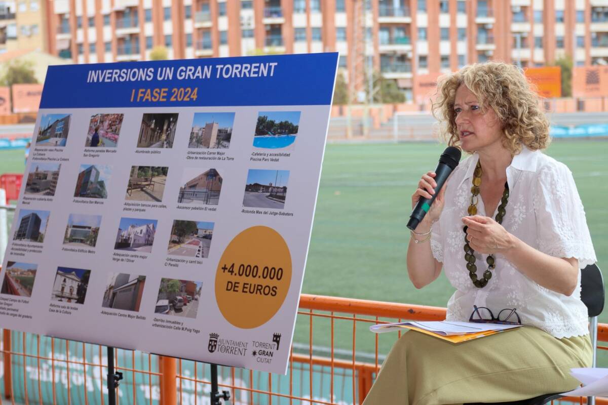 La Alcaldesa Amparo Folgado presenta la primera fase de inversiones previstas en 2024. Foto: Ajuntament de Torrent