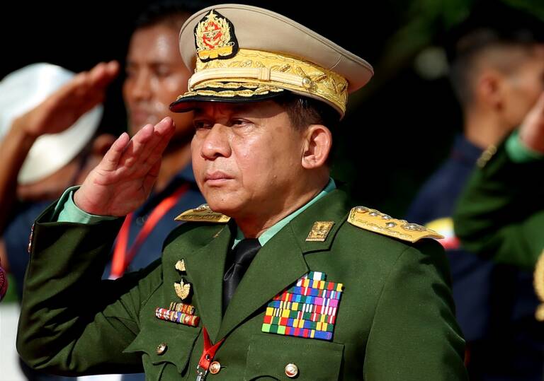 El líder de la junta militar de Myanmar, Min Aung Hlaing, en una imagen de archivo. Foto: EP/CONTACTO/U AUNG